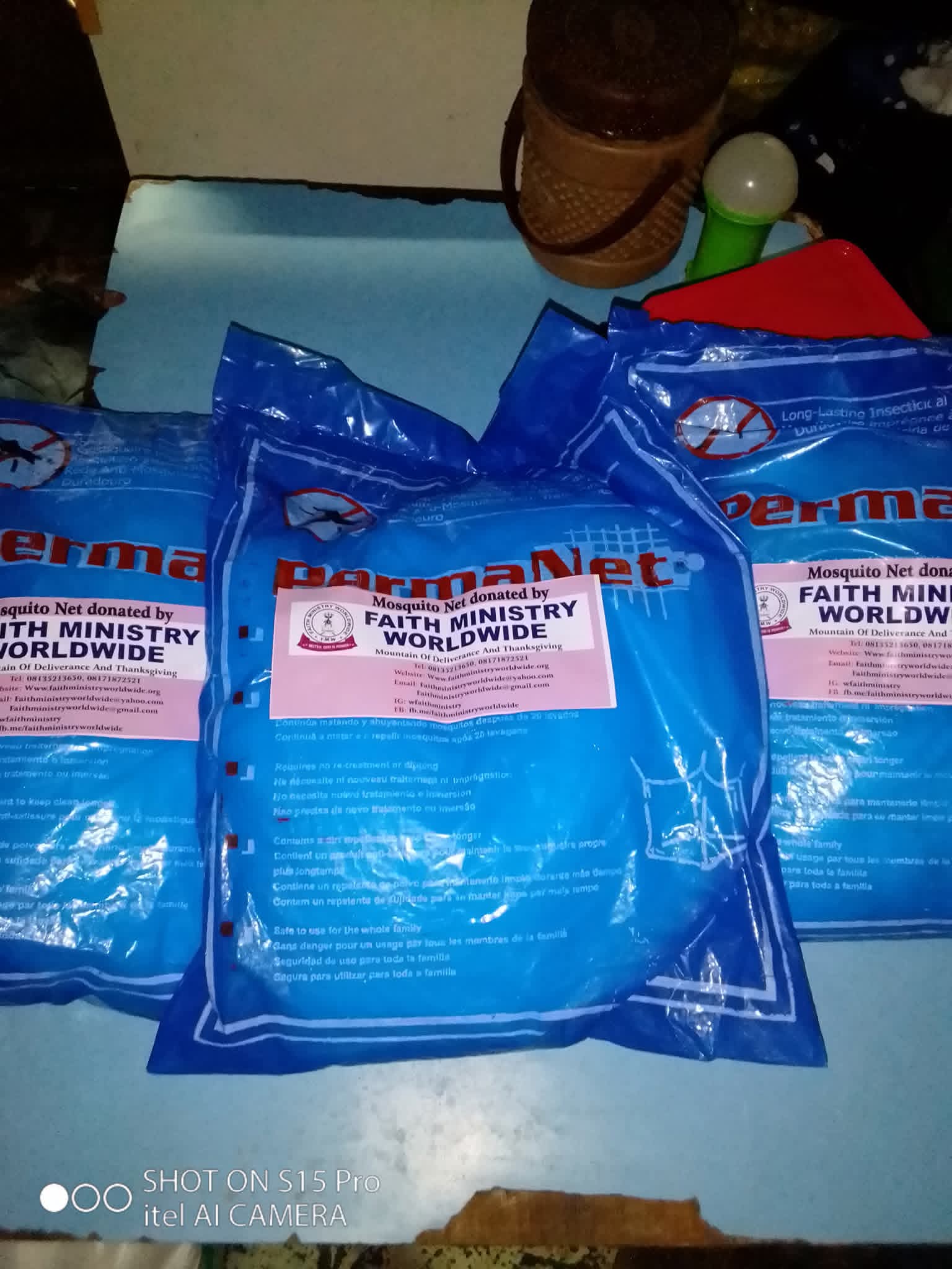 Mosquito-net relief supplies